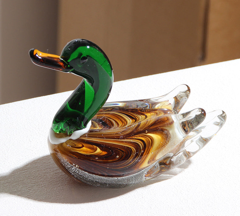 Colorful Glass Crafts Mandarin Ducks Ornament Art Deco Design Style Perfect Birthday Gift Decoration for Living Room Desktop