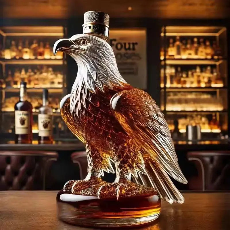 Small Eagle - shaped Whiskey Decanter. Ideal for Dad or Husband. Exquisite Glass Bottle, Perfect for Holiday Home Decor - Julia M LifeStyles