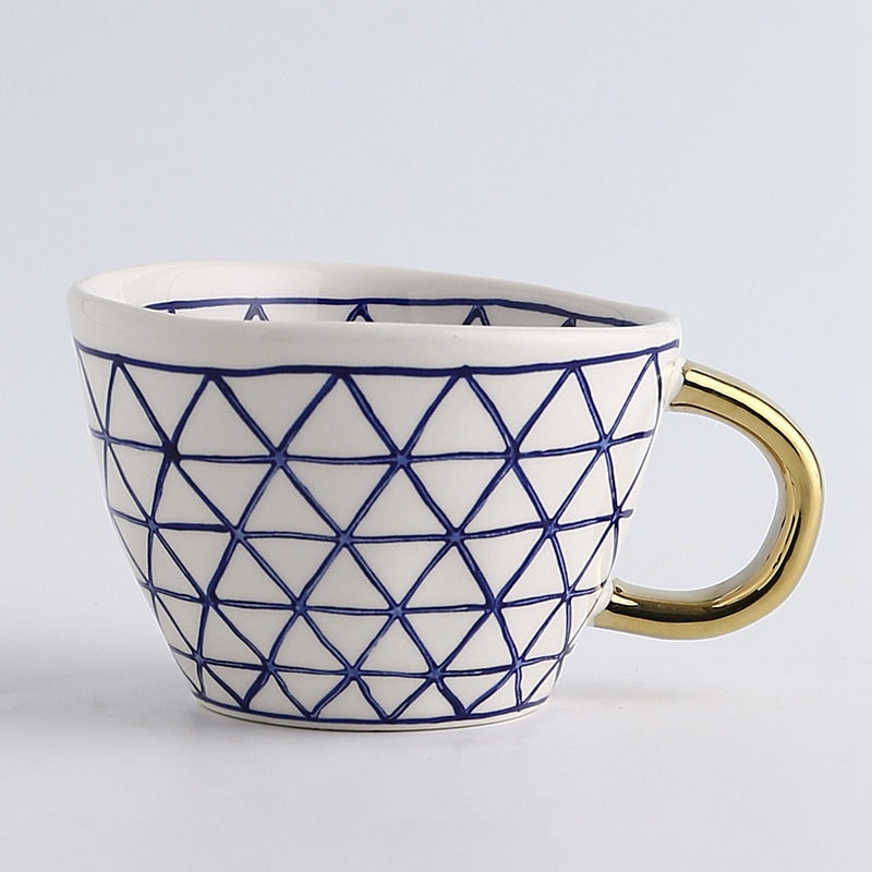 Motif Gold-Handle Ceramic Mug, 350 mL