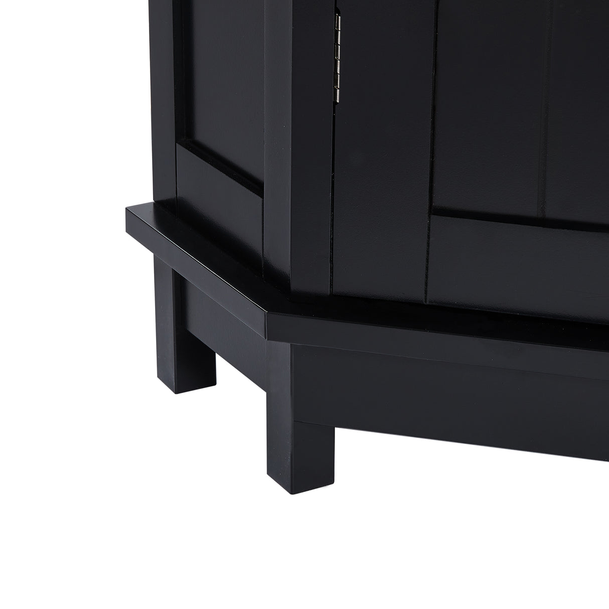Black Bathroom Cabinet Triangle Corner Storage Cabinet with Adjustable Shelf Modern Style MDF Board