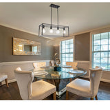 Pendant Lighting 4 Light Industrial Vintage Open Frame Rectangle Chandeliers Modern Black Linear Cage Ceiling Light Fixture - Julia M LifeStyles