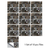 Mosaic 10-Piece Imitation Ceramic Tile Stickers Set for Home Decoration