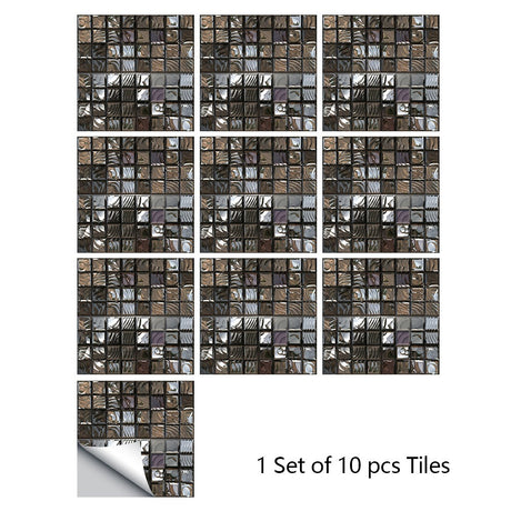 Mosaic 10-Piece Imitation Ceramic Tile Stickers Set for Home Decoration