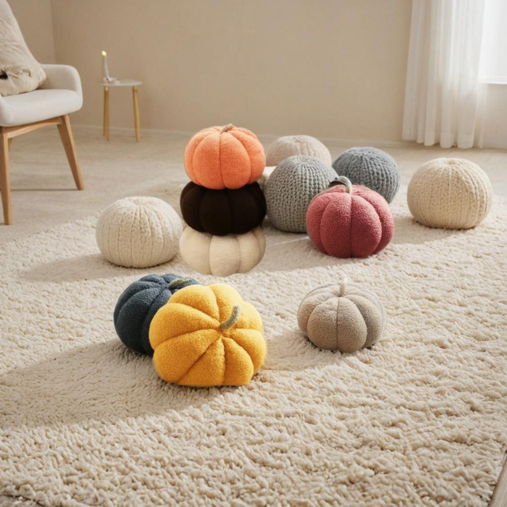 Cute Pumpkin Throw Pillow, Minimal Ins Style Sofa Cushion Living Room Bedhead Cushion  Office Plush Cushion