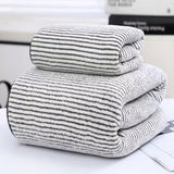Wide Stripe Dark Stripe Coral Velvet Printing Towels Suit