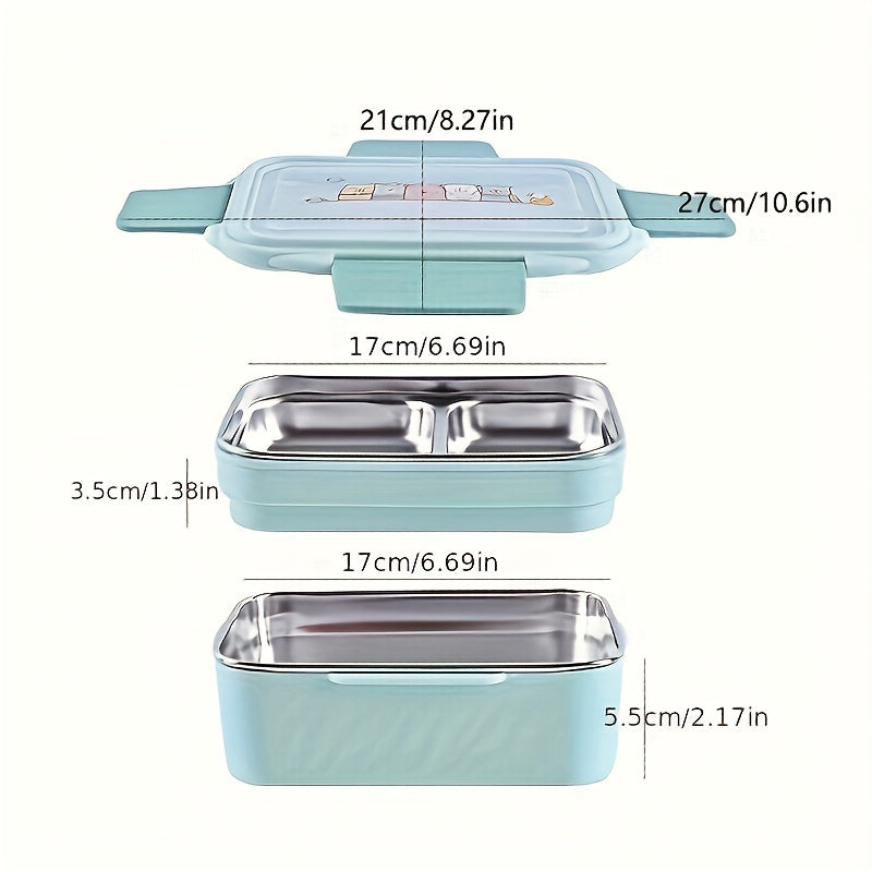 1pc Programmable Stainless Steel Lunch Box with Grids, Leakproof Bento Container, Dishwasher Safe, Rectangle Food Storage for Office, School, Canteen, Home Kitchen - No Electricity Needed,Back to School Julia M LifeStyles