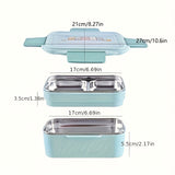 1pc Programmable Stainless Steel Lunch Box with Grids, Leakproof Bento Container, Dishwasher Safe, Rectangle Food Storage for Office, School, Canteen, Home Kitchen - No Electricity Needed,Back to School Julia M LifeStyles