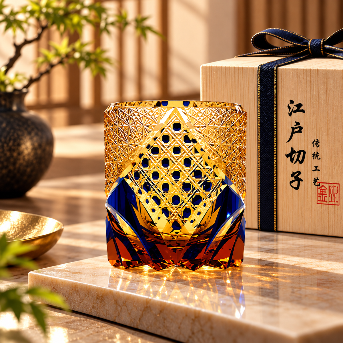 Kuro Samurai Crystal Whiskey Glass Gift Box