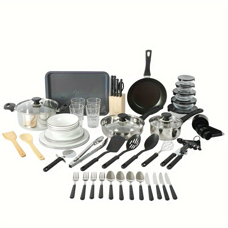 71-Piece Stainless Steel Cookware and Tableware Set