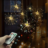 Festival Hanging Starburst String Lights 100-200 Leds DIY firework Copper Fairy Garland christmas lights outdoor Twinkle Light