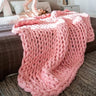 Nordic Chunky Knit Blanket Handmade Crochet Throw Knitted Blanket Sofa Blanket Oversized Woolen Blanket