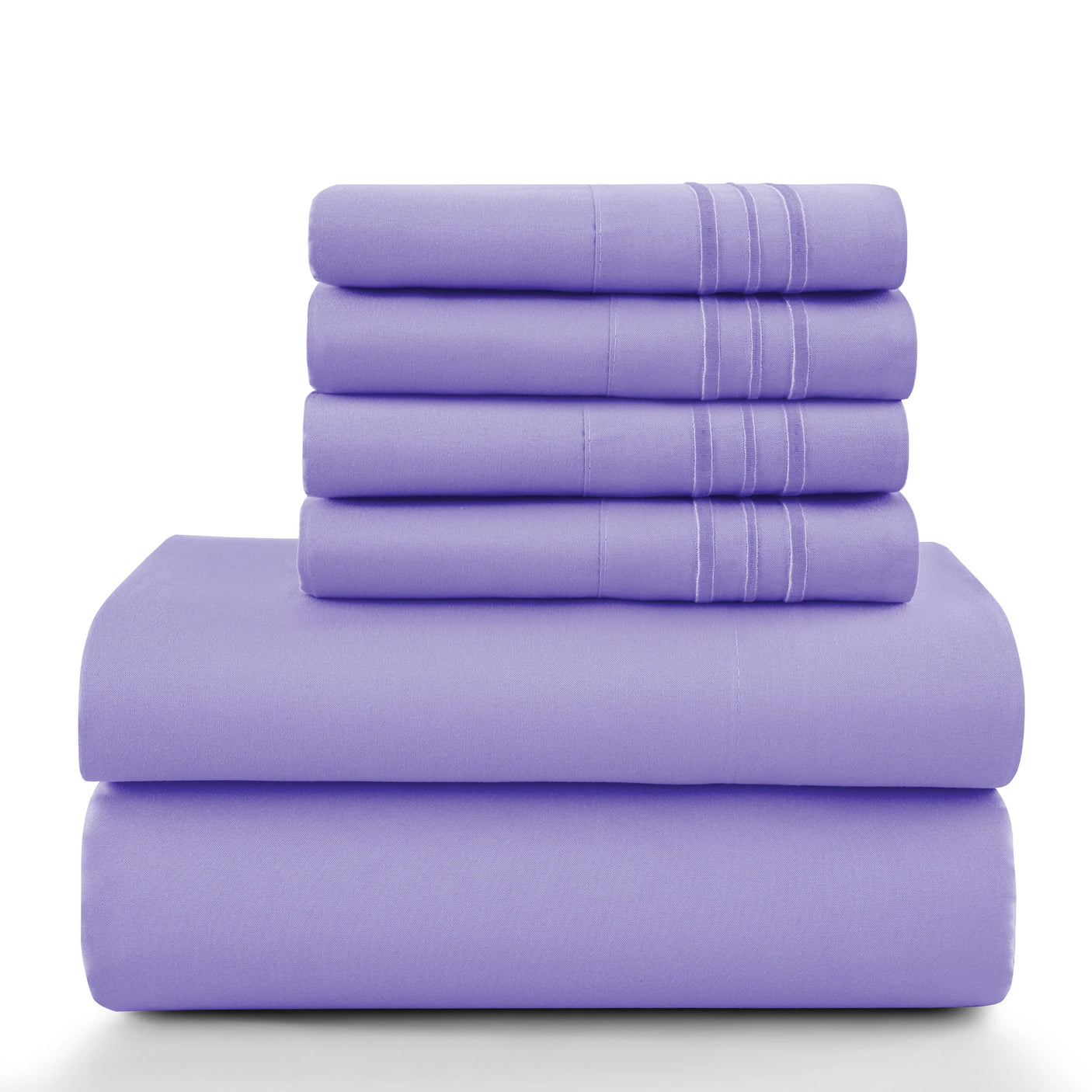 Lux Décor 6Pc Solid Sheet Set – Brushed Microfiber, 16" Deep Pockets - Julia M LifeStyles