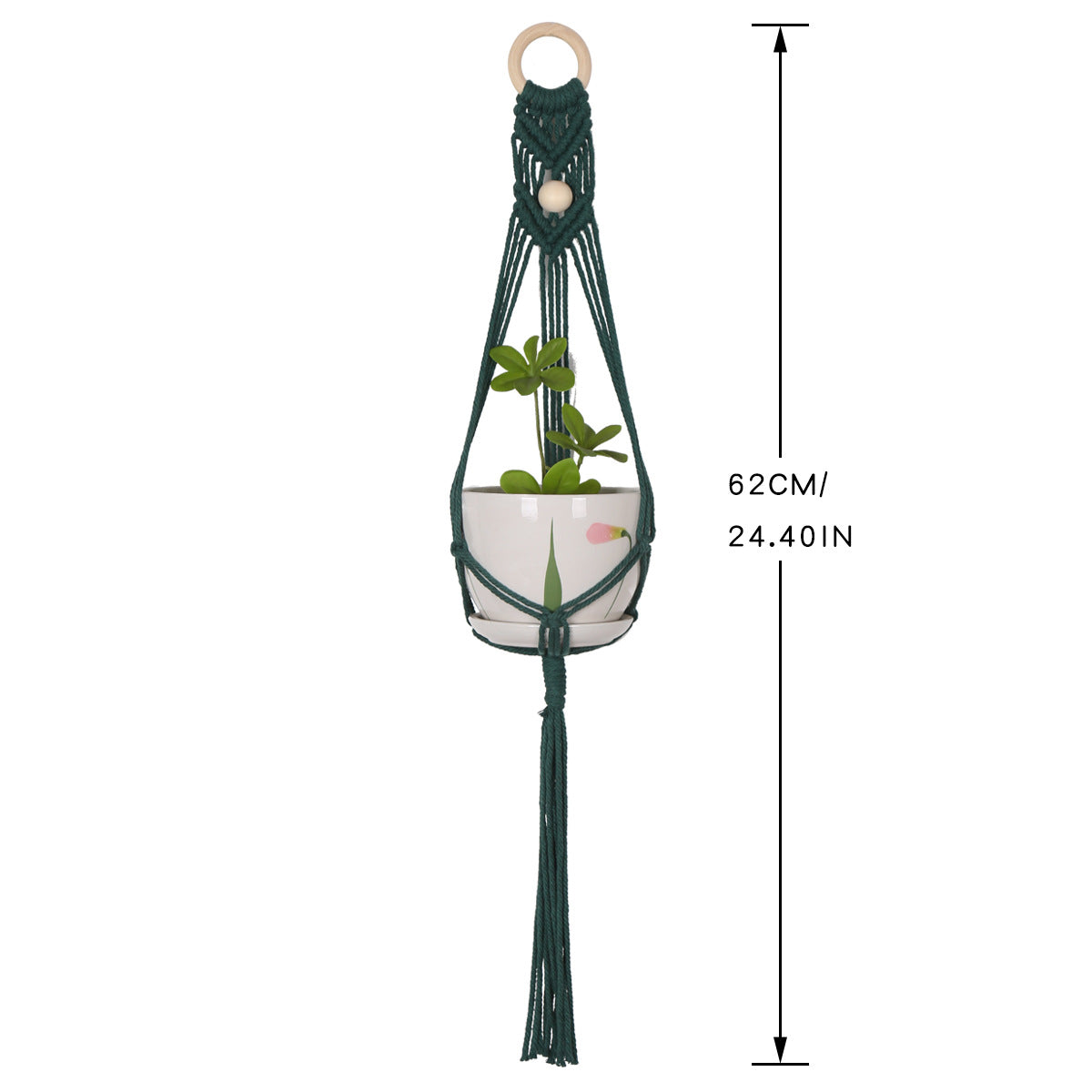 Green Hanging Basket Green Plant Wall Hanging Flower Pot Bohemian Hand-Woven Net Pocket Flower Pot Balcony Decoration