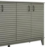 Side panel with 4-door large storage buffet, adjustable shelves and metal handles (antique gray)
