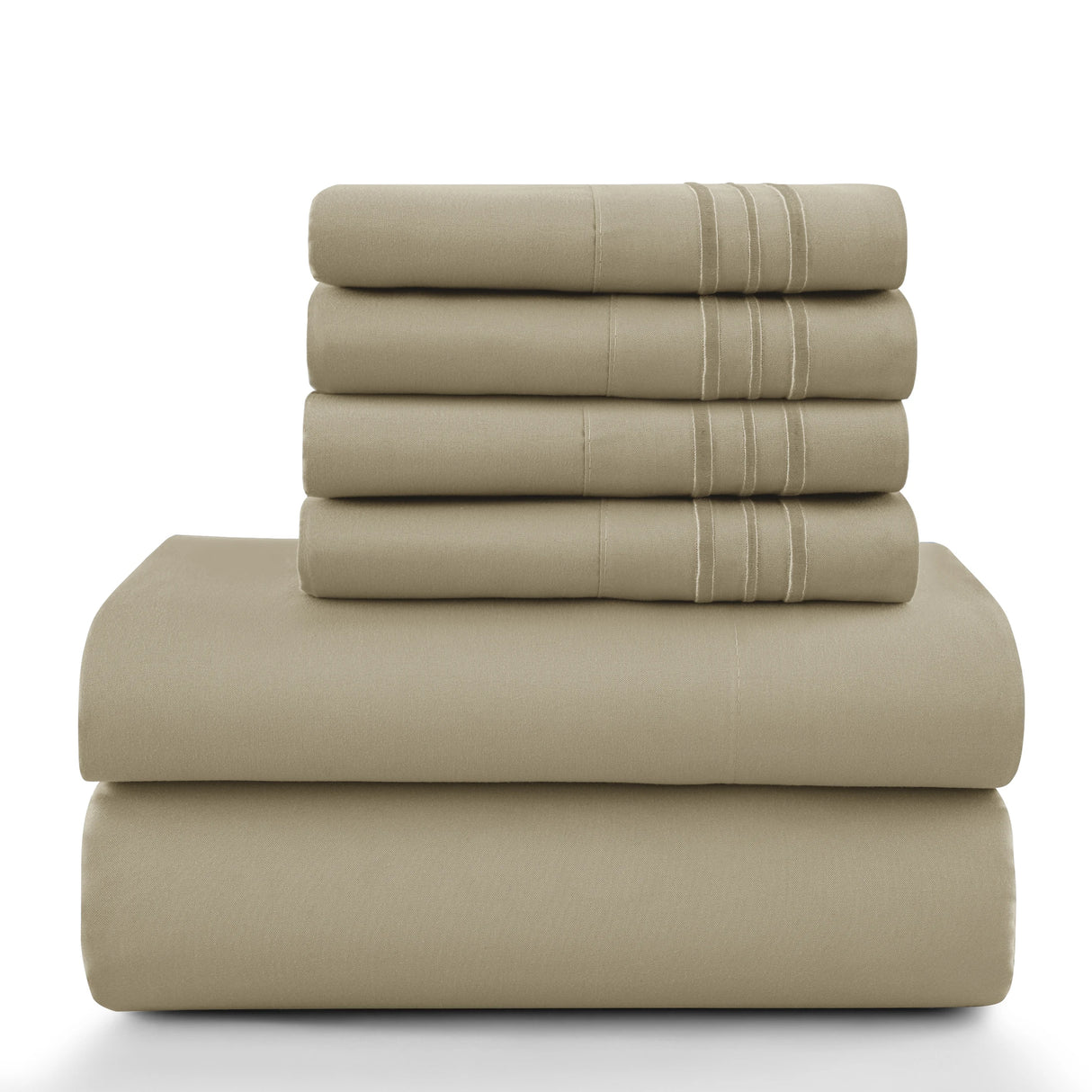 Lux Décor 6Pc Solid Sheet Set – Brushed Microfiber, 16" Deep Pockets