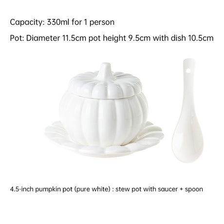 Creative Ceramic Pumpkin Cup, Steamed Egg Cup, Stewed Pot with Cover, Pure White Mini Bird's Nest Cup, Soup Cup - Julia M LifeStyles
