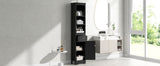 Tall Bathroom Cabinet, Freestanding Storage Cabinet with Drawer, MDF Board, Adjustable Shelf, Black