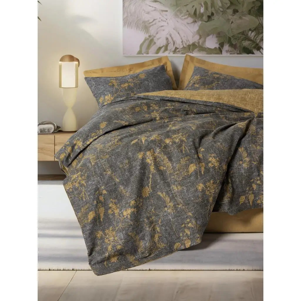 Yadawa Mustard Cotton Box Dual Double Duvet Cover Set