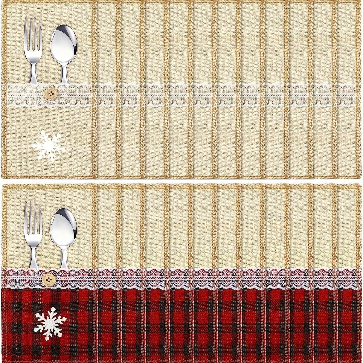 Christmas knife and fork set, Christmas decoration, restaurant decoration, hotel decoration, linen cloth, Christmas knife and fork set Julia M Home & Kitchen