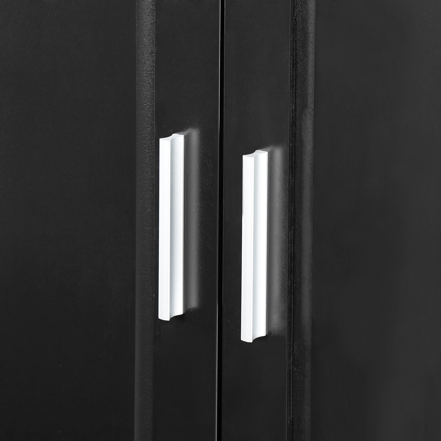 Tall Bathroom Storage Cabinet, Cabinet with Two Doors and Drawers, Adjustable Shelf, MDF Board, Black - Julia M LifeStyles