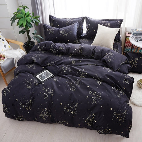 Starry Nights Microfiber Duvet Cover Set - 2-4PCS, King & Single Sizes