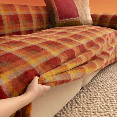 Christmas Plush Sofa Cover - Retro Style