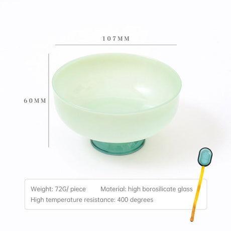 Colored Glass Bowl, Fruit Salad Bowl, Soup Bowl, Tableware, Household Heat-Resistant Transparent Rice Bowl, Spoon Set