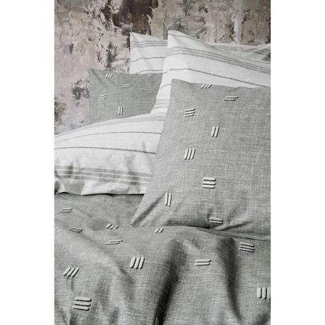 Patara Gray Cotton Box Klein Embroidered Double Duvet Cover Set