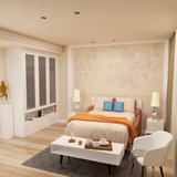 Full size Morden Deisgn vertical Murphy bed with sofa and drawers, white wall bed, space saving hidden bed with new gas pillars