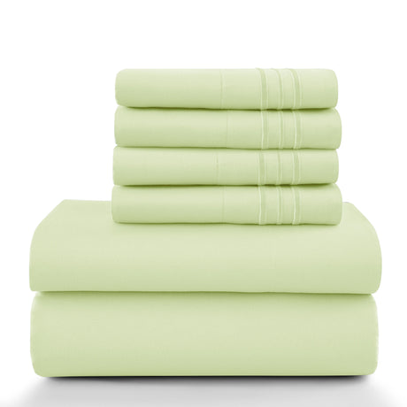Lux Décor 6Pc Solid Sheet Set – Brushed Microfiber, 16" Deep Pockets