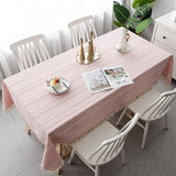 Nordic Christmas Table Cloth Hollow Tassel Table Cloth Solid Color Long Stripe Jacquard Table Cloth Tea Table Mat Cotton Linen Julia M Home & Kitchen