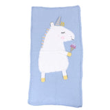Unicorn Knit Baby Blanket – Soft Warm Swaddle & Bath Towel 60x120cm