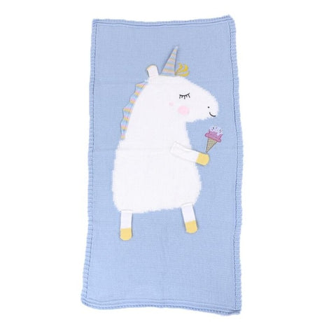 Unicorn Knit Baby Blanket – Soft Warm Swaddle & Bath Towel 60x120cm