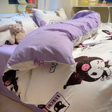 Washed Cotton Bedding Set for Student Dorms - 4-Piece Collection