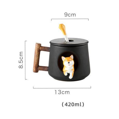 Cute Ceramic Mug with Lid & Spoon for Couples