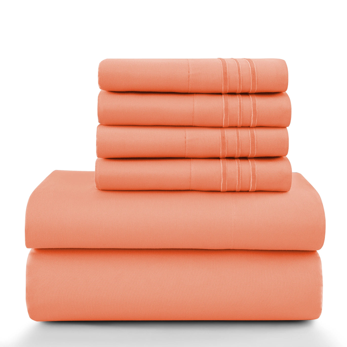 Lux Décor 6Pc Solid Sheet Set – Brushed Microfiber, 16" Deep Pockets - Julia M LifeStyles