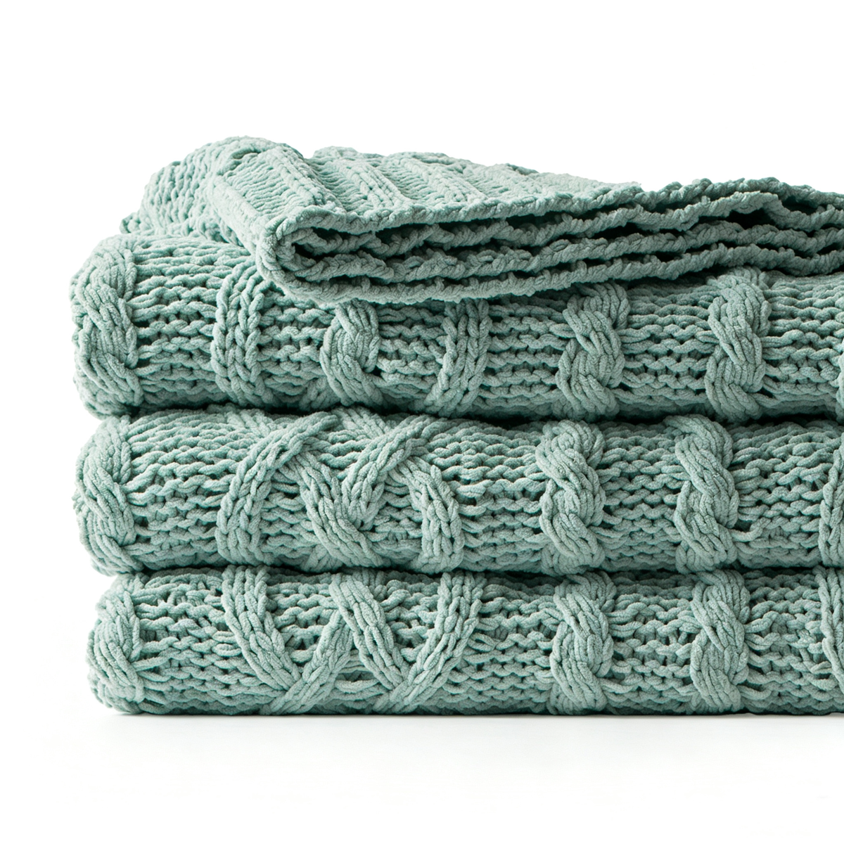 Handcrafted Cable Knit Oatmeal Throw – Soft Textured Blanket
