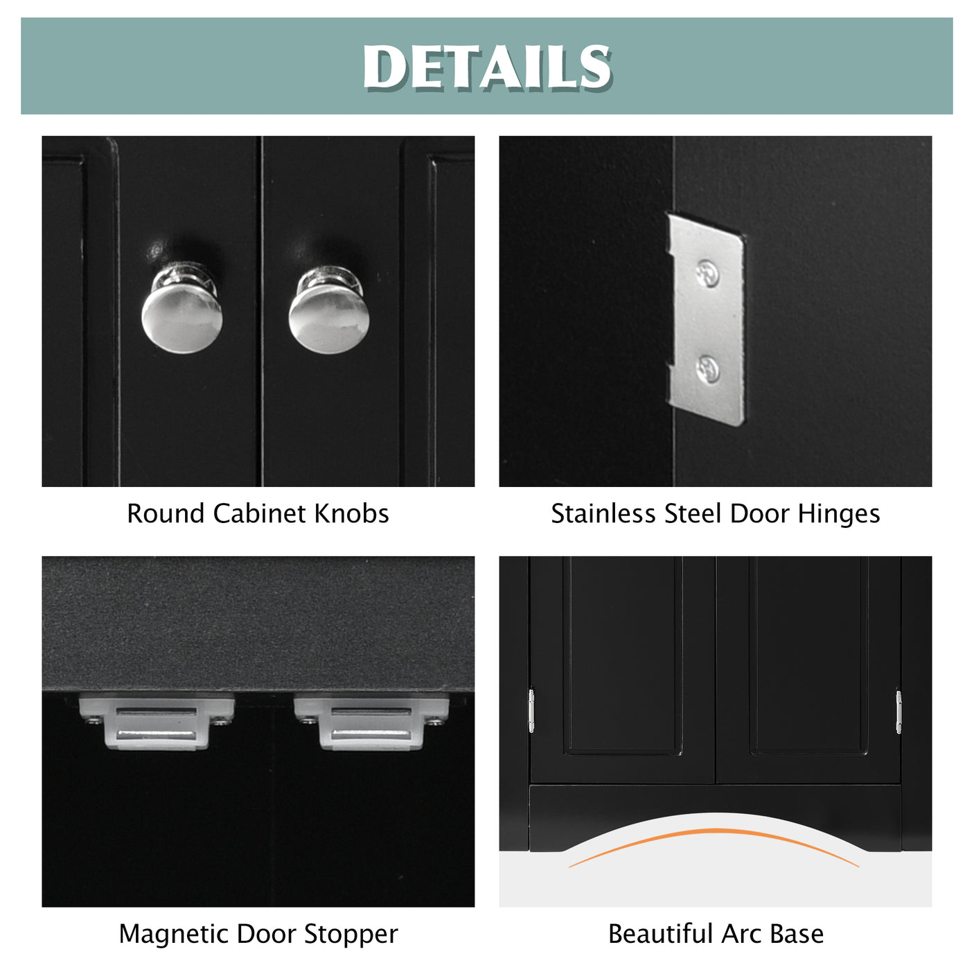 Black Triangle Bathroom Storage Cabinet with Adjustable Shelves, Freestanding Floor Cabinet for Home Kitchen - Julia M LifeStyles