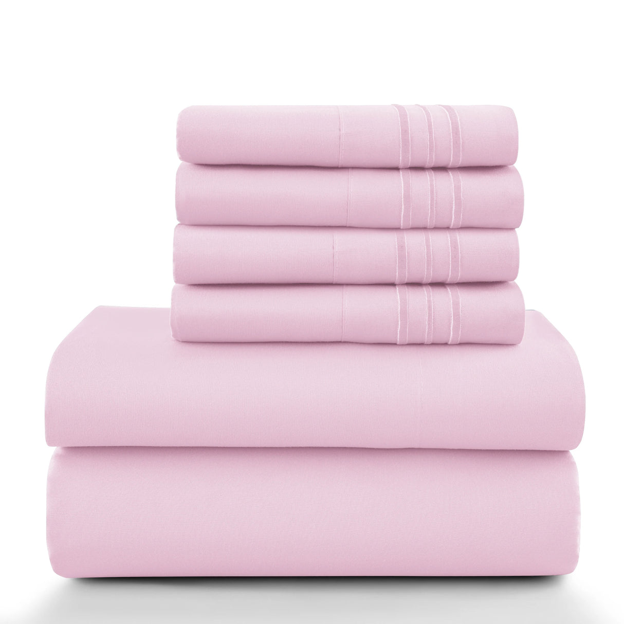 Lux Décor 6Pc Solid Sheet Set – Brushed Microfiber, 16" Deep Pockets
