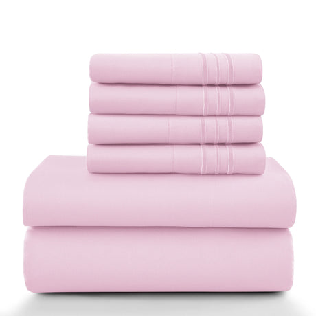 Lux Décor 6Pc Solid Sheet Set – Brushed Microfiber, 16" Deep Pockets