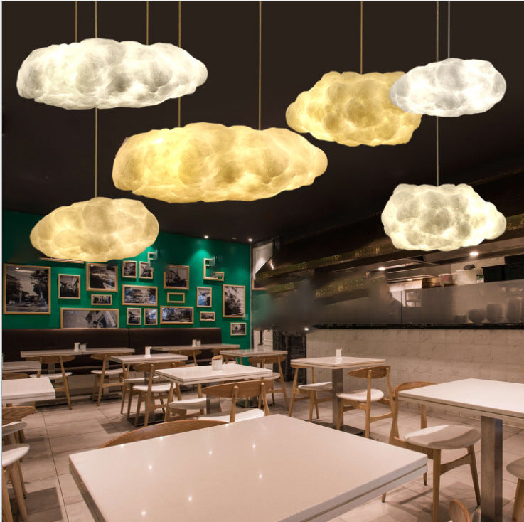 Nordic Cotton Cloud LED Pendant Lamp – Elegant White Iron Chandelier for Stylish Spaces