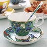 British Luxe Saucer and Spoon Afternoon Tea Cup with Van Gogh Oil Painting Design, Bone China Coffee Cup, Creative Souvenir Ceramic Mug