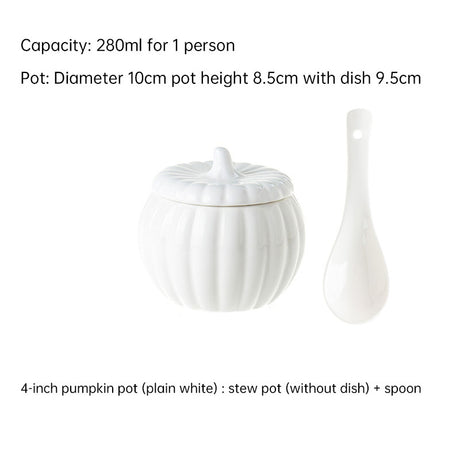 Creative Ceramic Pumpkin Cup, Steamed Egg Cup, Stewed Pot with Cover, Pure White Mini Bird's Nest Cup, Soup Cup - Julia M LifeStyles