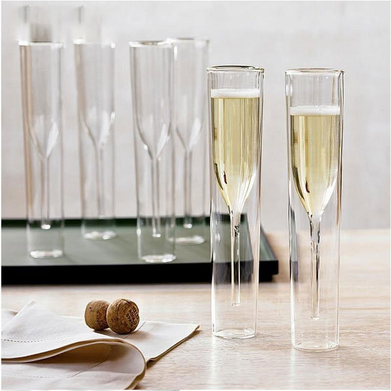 Double Wall Glasses Champagne Flutes Goblet Bubble Wine Tulip Cocktail Wedding Party Glass Cup Toasting Bodum Thule Xicaras Copo
