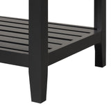 24" Black Modern Sleek Bathroom Vanity Elegant Ceramic Sink with Solid Wood Frame Open Style Shelf