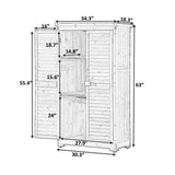 Wooden Garden Shed 3-tier Patio Storage Cabinet Outdoor Organizer Wooden Lockers with  Wood (Natural Wood Color -Shutter Design)