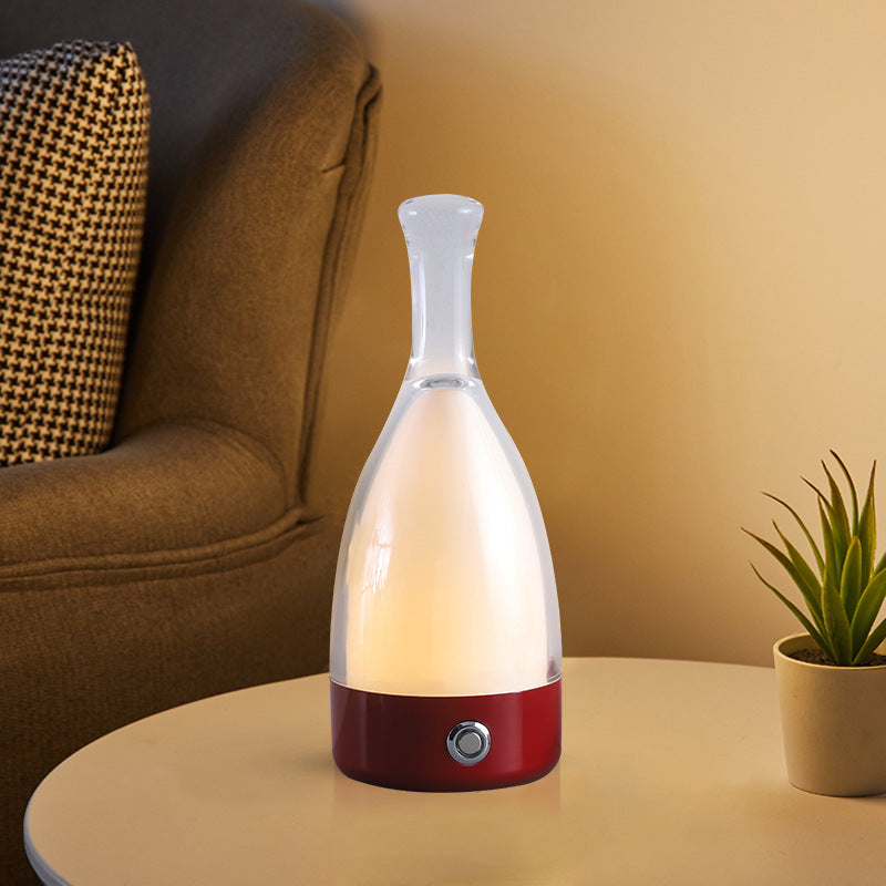 Wine Bottle Table Lamp INS Wind Light Luxury Creative Bedroom Bedside Lamp Net Red Clear Bar Decoration Charging Table Lamp