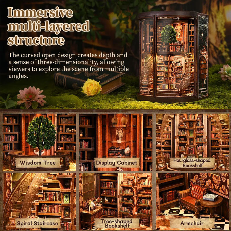 Elegant DIY Wooden Book Nook Kit – Luxe Miniature Bookend & Home Décor Craft