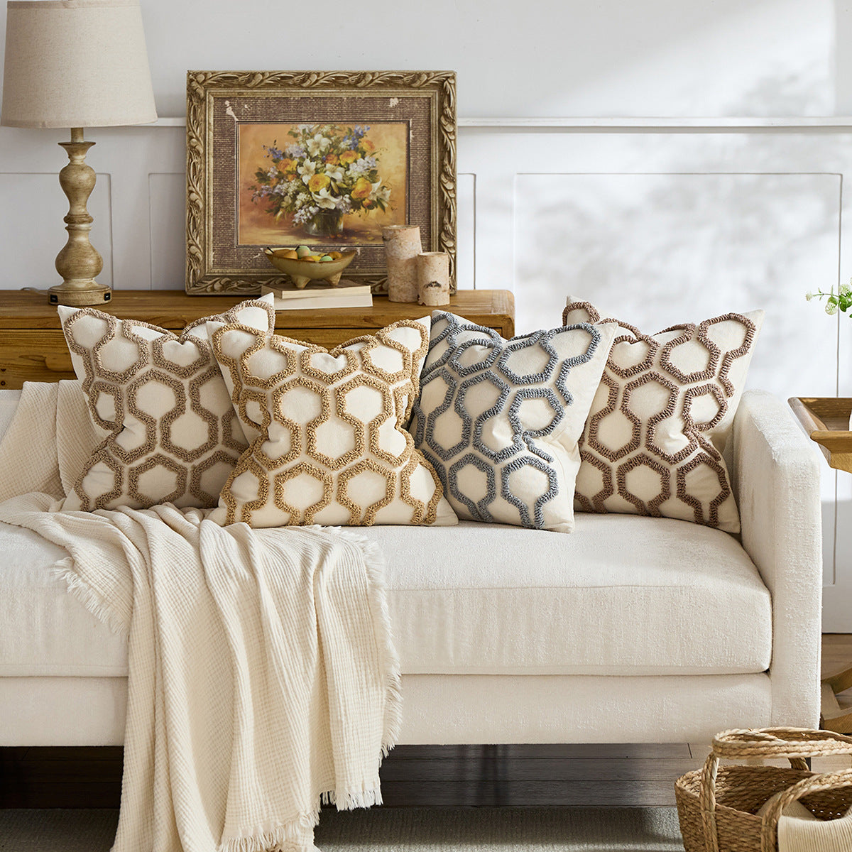 Luxury Honeycomb Tufted Cushion Cover – Textured Decorative Pillow Case