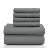 Lux Décor 6Pc Solid Sheet Set – Brushed Microfiber, 16" Deep Pockets